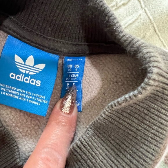 Adidas BR5182 Brown Green Camo Logo Women's Small Drawstring Cropped Sweatshirt - Picture 4 of 5